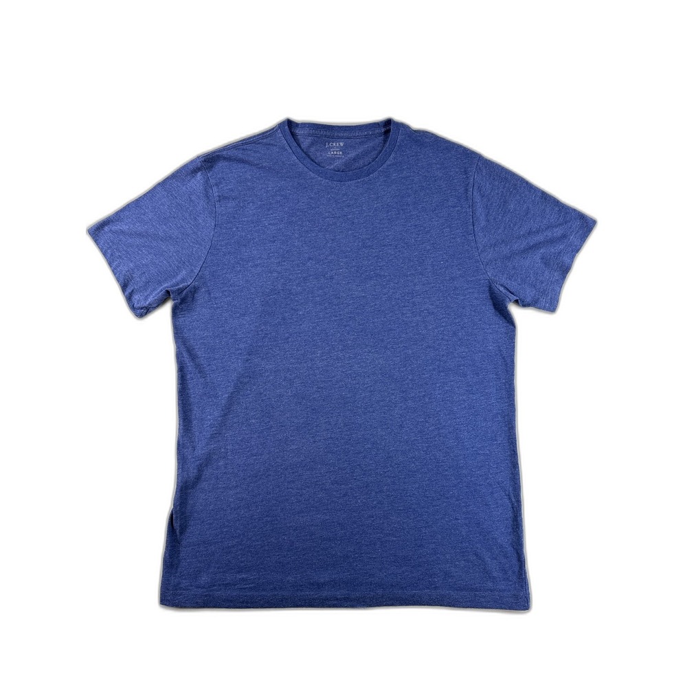 J.Crew Tee Mens Large Blue Cotton Crewneck Short Sleeve Solid Regular Fit Preppy